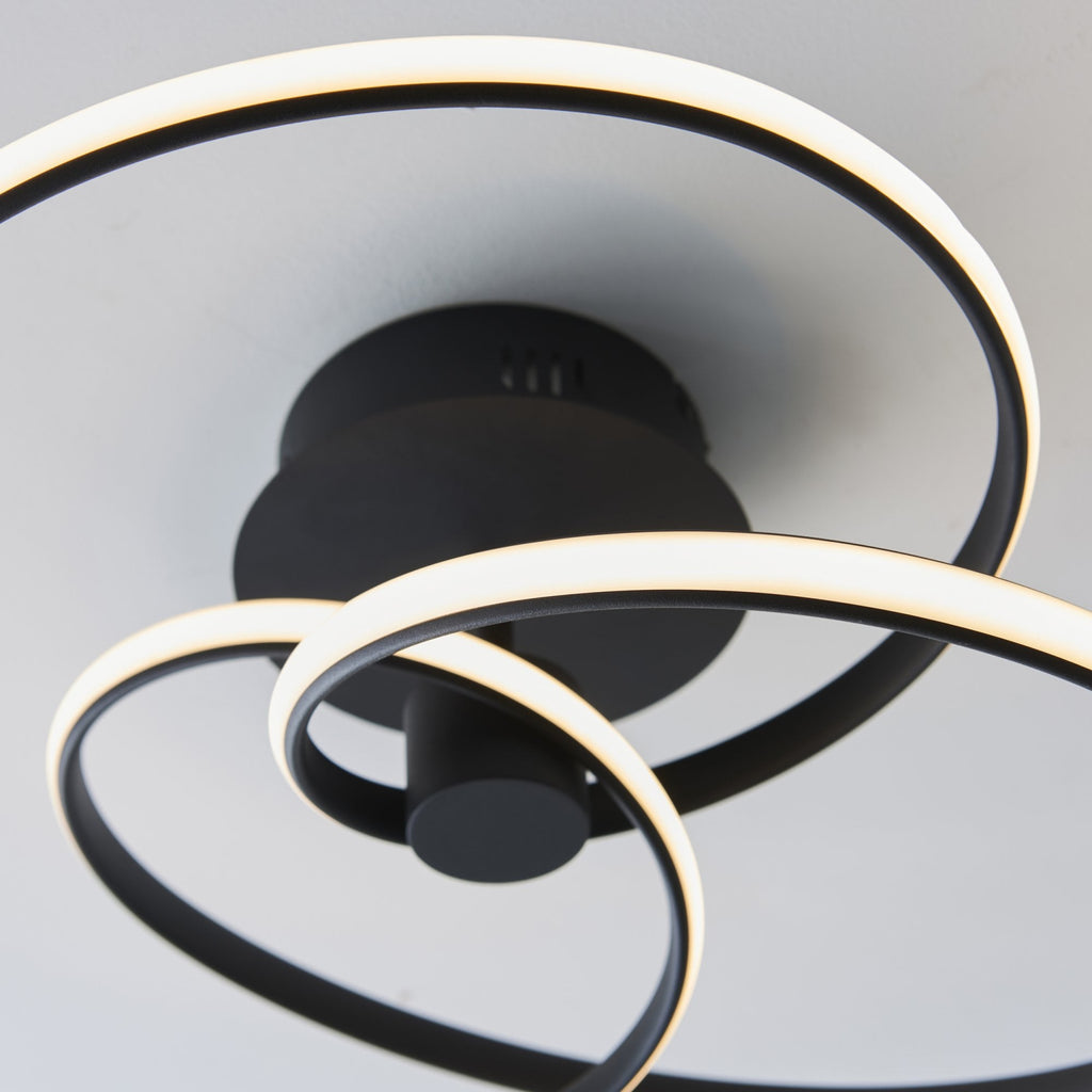 97633 Dune 1 Light Semi Flush Ceiling Light Textured Black & White Silicone