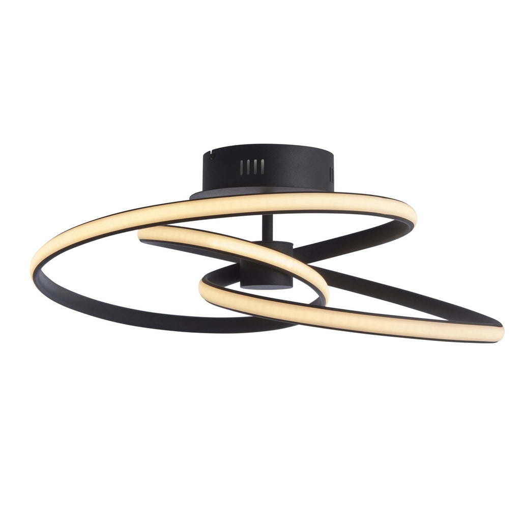 97633 Dune 1 Light Semi Flush Ceiling Light Textured Black & White Silicone