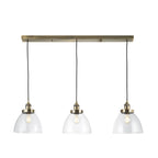 98114 Hansen 3 Light Pendant Antique Brass Plate & Clear Glass