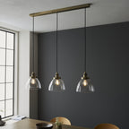 98114 Hansen 3 Light Pendant Antique Brass Plate & Clear Glass