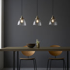 98114 Hansen 3 Light Pendant Antique Brass Plate & Clear Glass