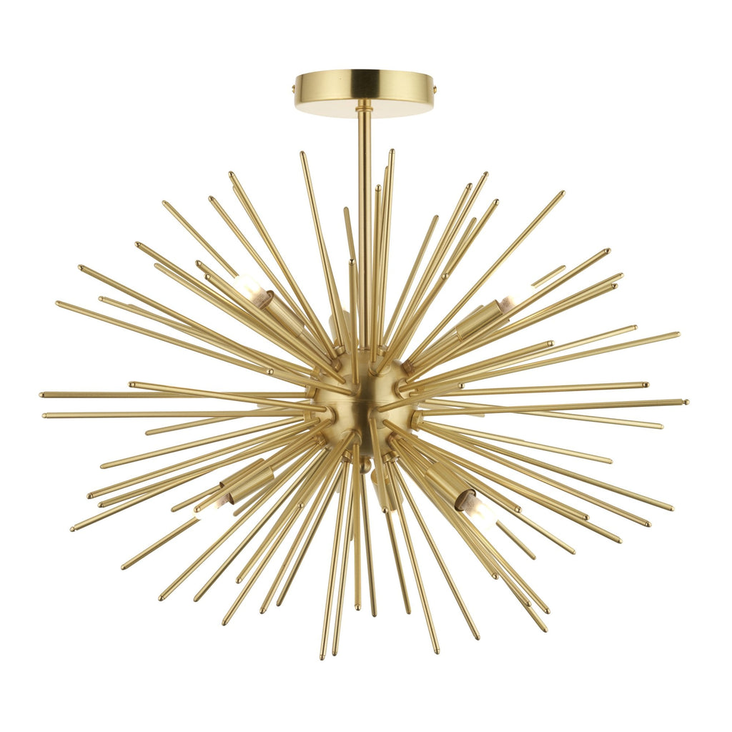 98126 Orta 6 Light Semi Flush Ceiling Light Satin Brass Plate