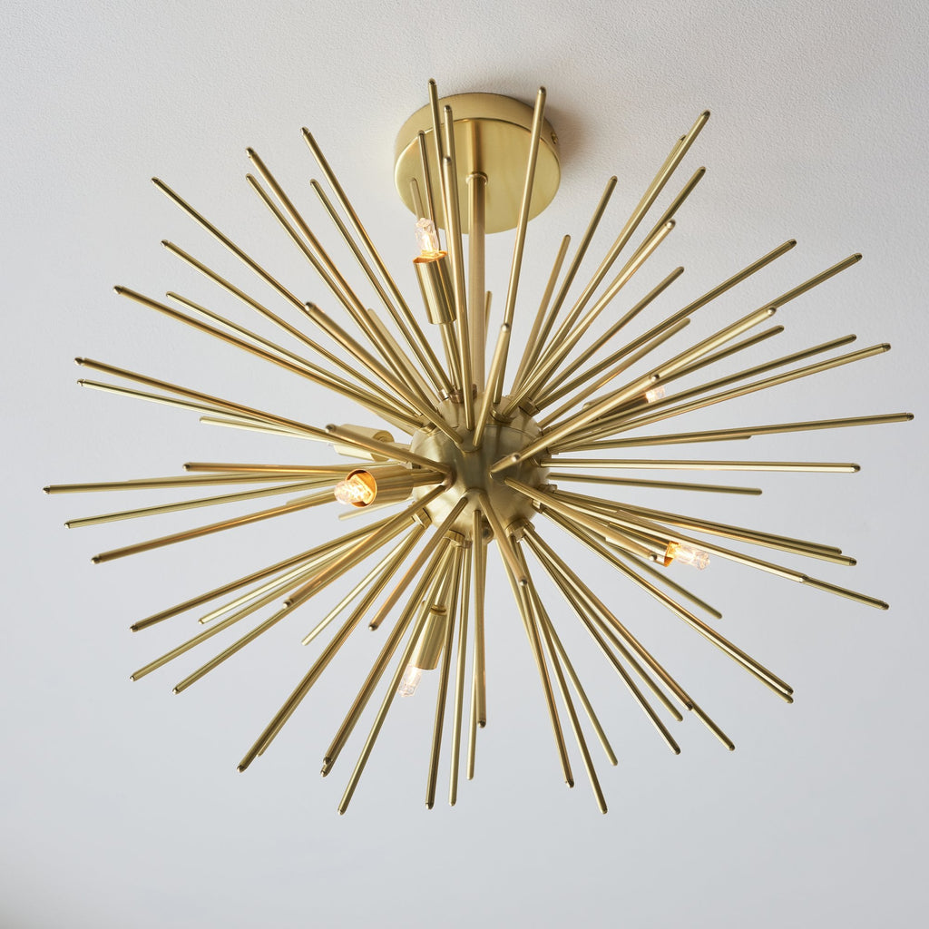 98126 Orta 6 Light Semi Flush Ceiling Light Satin Brass Plate