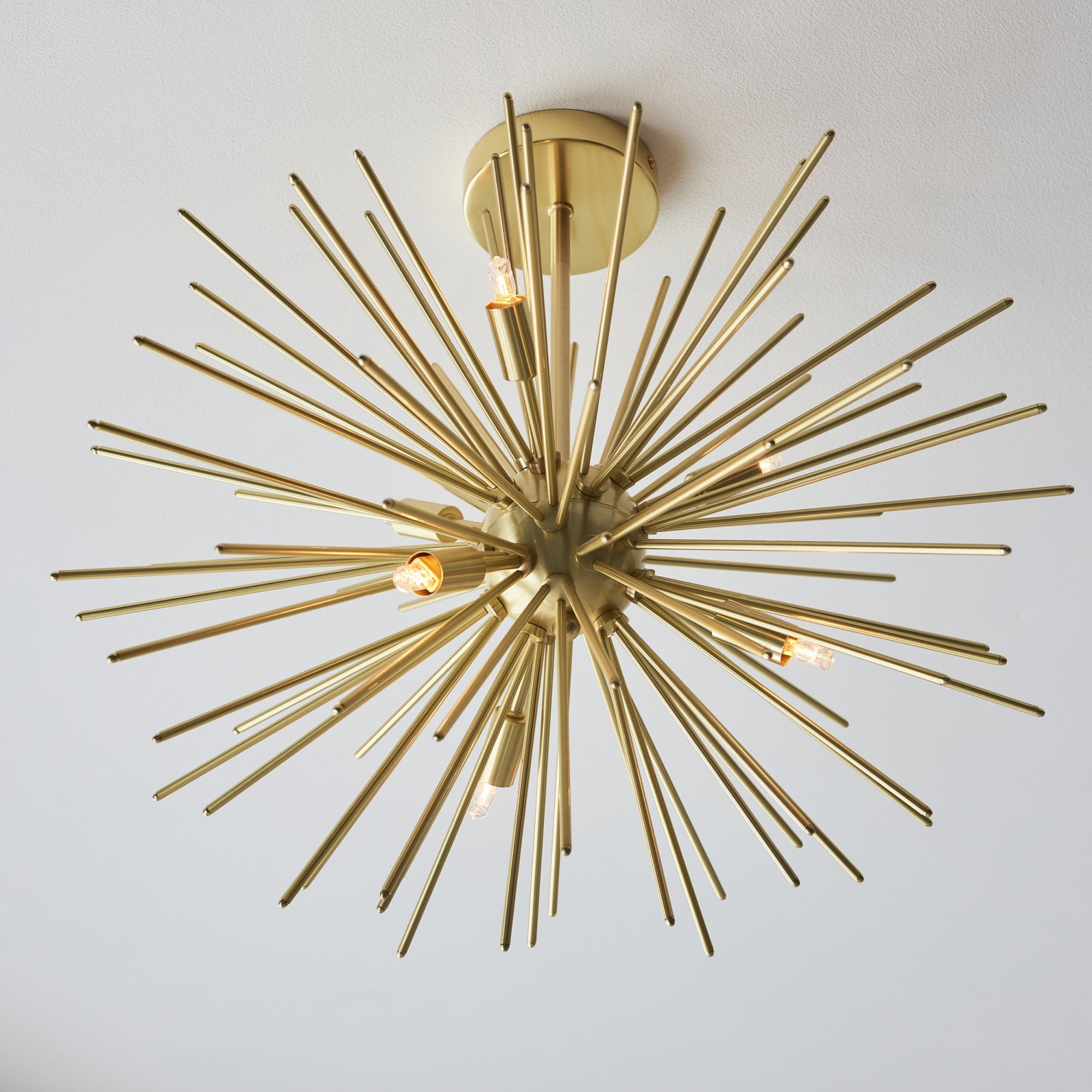 98126 Orta 6 Light Semi Flush Ceiling Light Satin Brass Plate