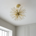 98126 Orta 6 Light Semi Flush Ceiling Light Satin Brass Plate