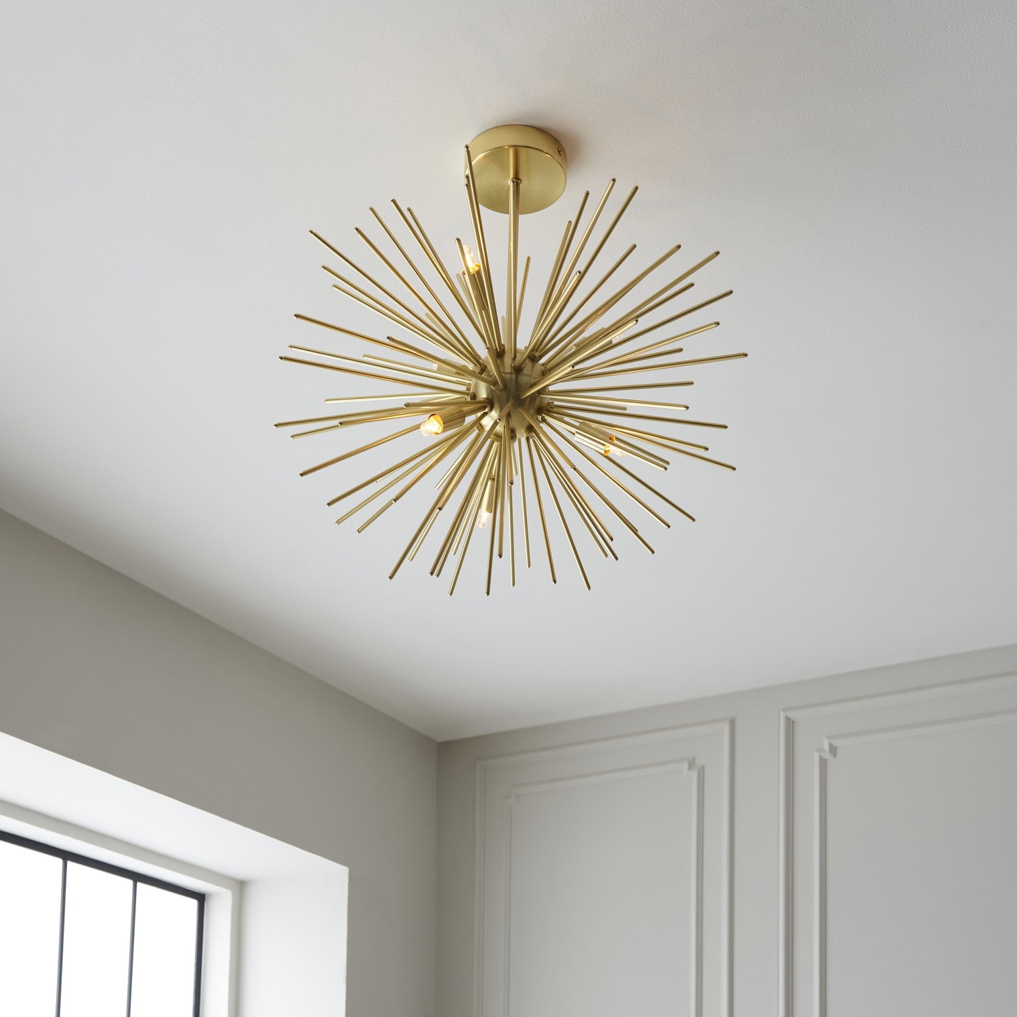 98126 Orta 6 Light Semi Flush Ceiling Light Satin Brass Plate