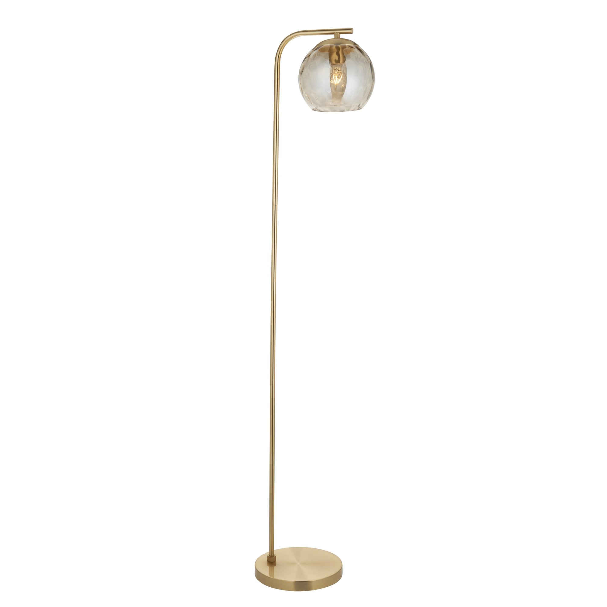 98271 Dimple 1 Light Floor Lamp Satin Brass Plate & Champagne Lustre Glass