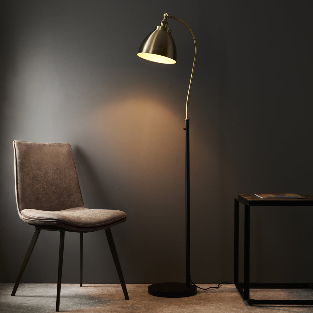 98748 Franklin 1 Light Floor Lamp Antique Brass Plate & Matt Black Paint