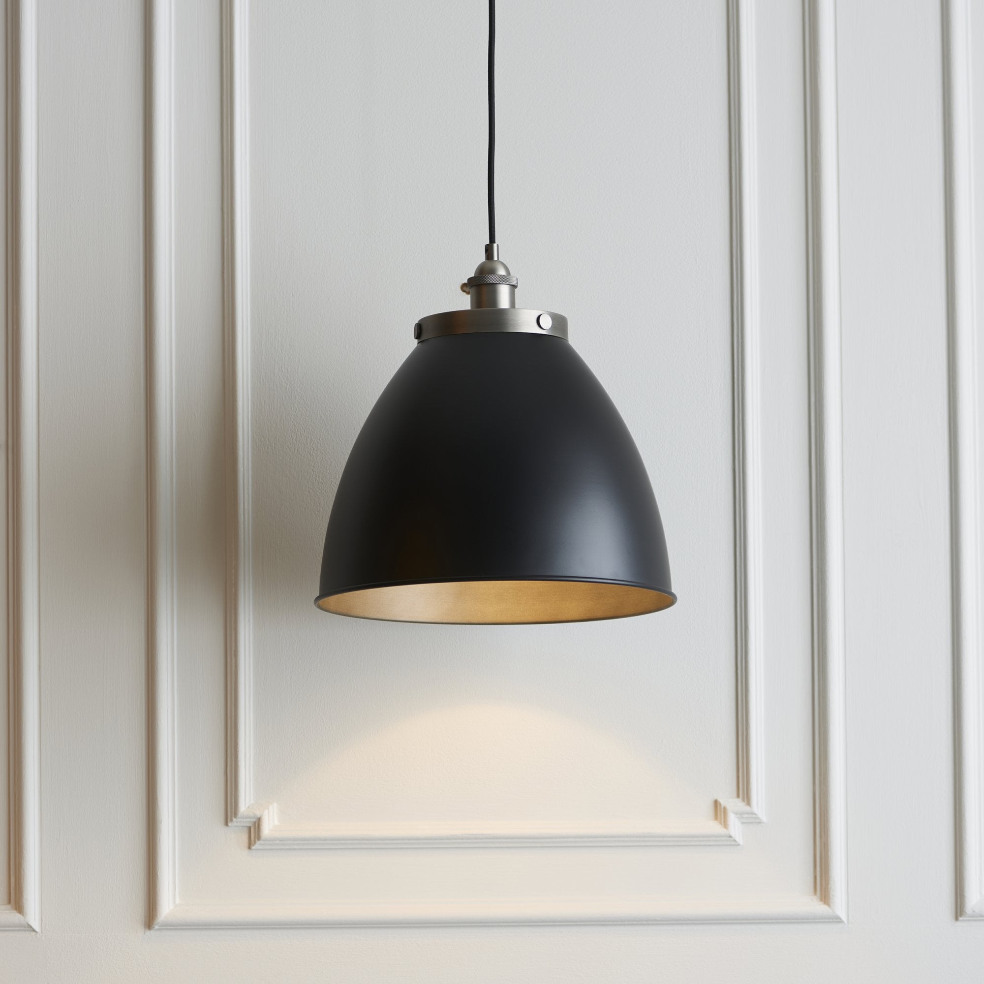 98749 Franklin 1 Light Pendant Aged Pewter Plate & Matt Black Paint