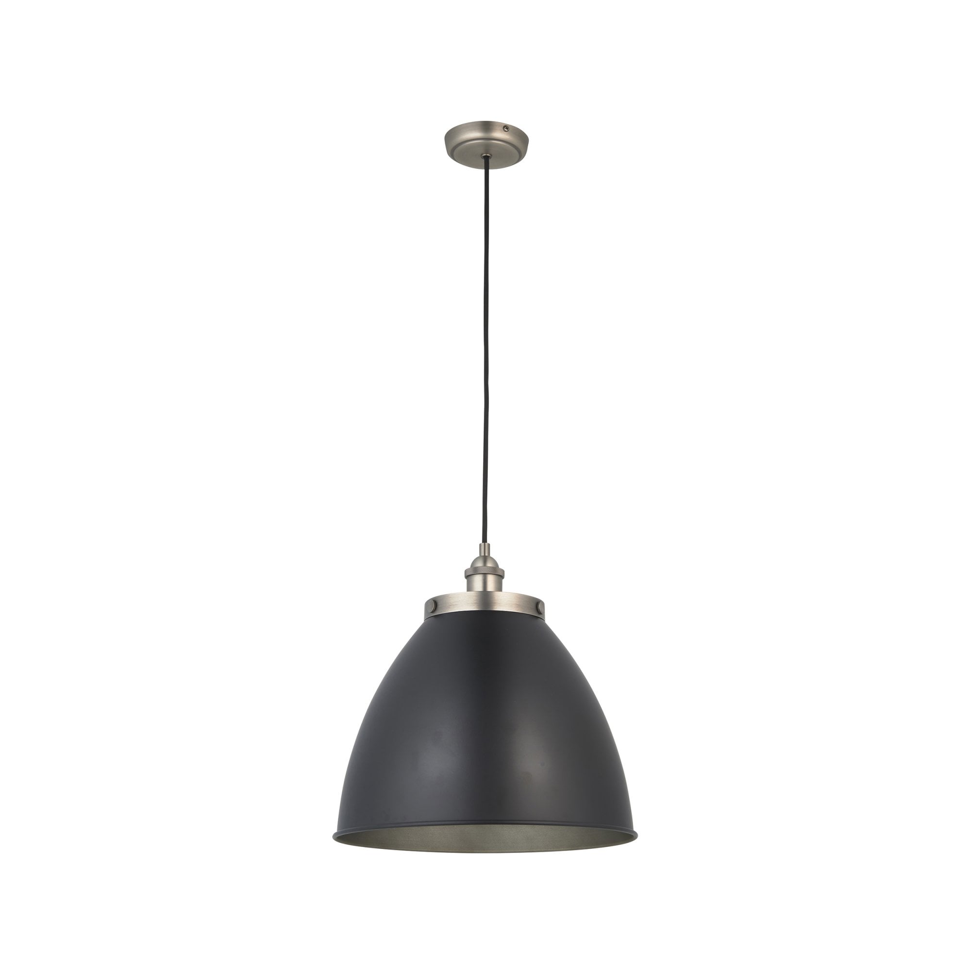 98749 Franklin 1 Light Pendant Aged Pewter Plate & Matt Black Paint