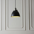 98750 Franklin 1 Light Pendant Aged Pewter Plate & Matt Black Paint