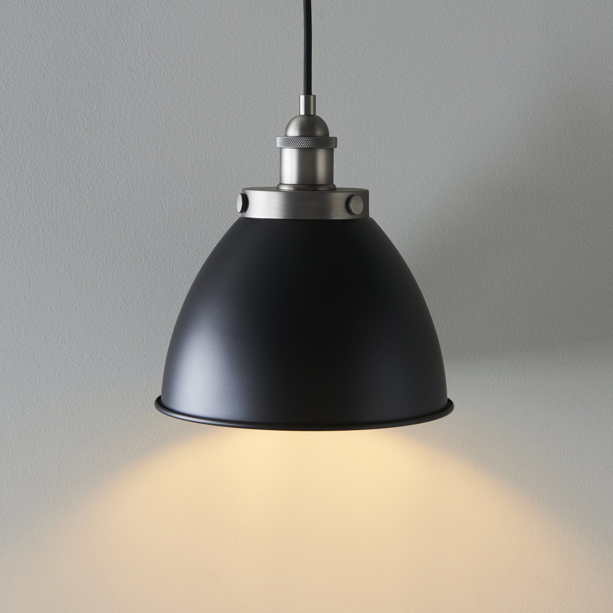 98750 Franklin 1 Light Pendant Aged Pewter Plate & Matt Black Paint