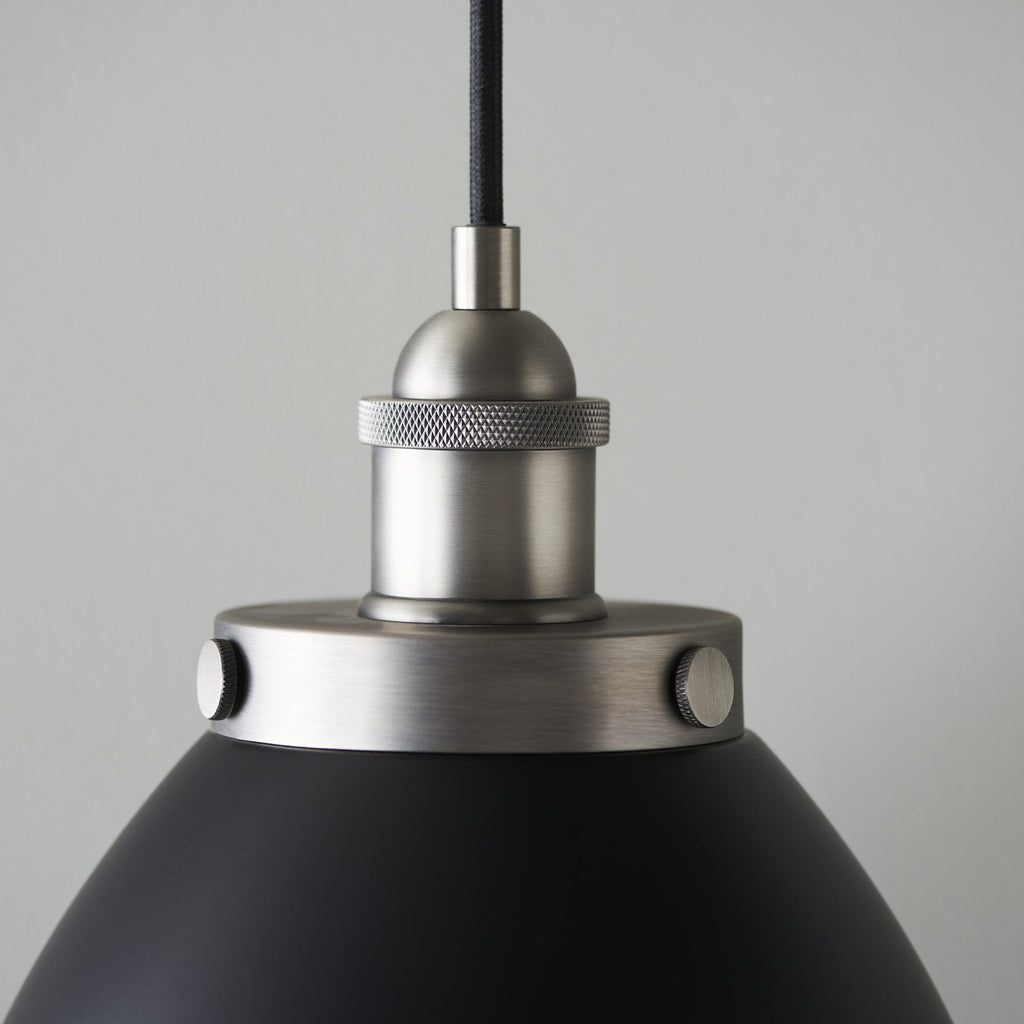 98750 Franklin 1 Light Pendant Aged Pewter Plate & Matt Black Paint