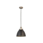 98750 Franklin 1 Light Pendant Aged Pewter Plate & Matt Black Paint