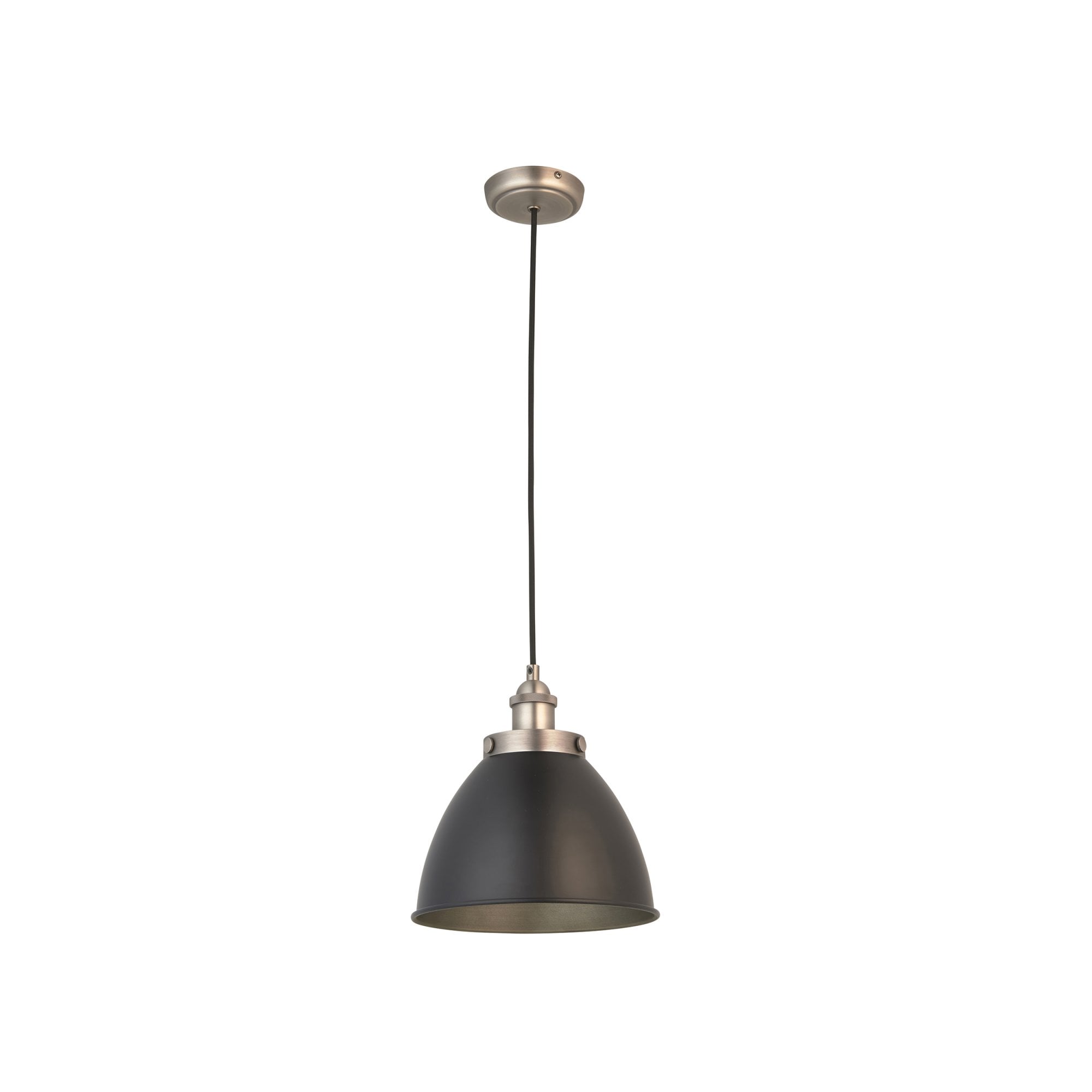 98750 Franklin 1 Light Pendant Aged Pewter Plate & Matt Black Paint