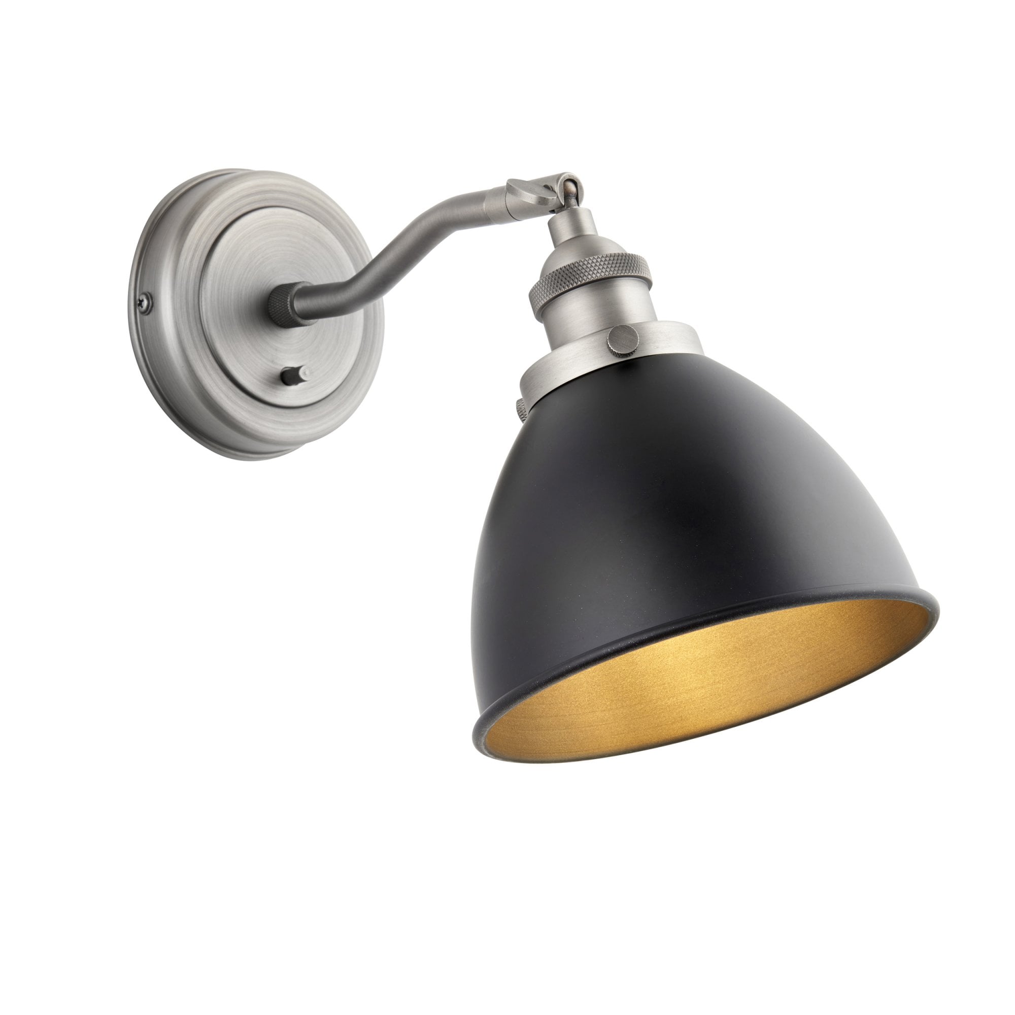 98751 Franklin 1 Light Wall Light Aged Pewter Plate & Matt Black Paint