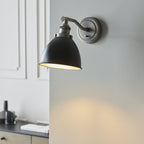 98751 Franklin 1 Light Wall Light Aged Pewter Plate & Matt Black Paint