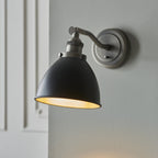 98751 Franklin 1 Light Wall Light Aged Pewter Plate & Matt Black Paint