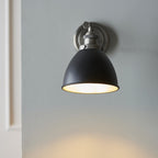 98751 Franklin 1 Light Wall Light Aged Pewter Plate & Matt Black Paint