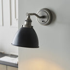 98751 Franklin 1 Light Wall Light Aged Pewter Plate & Matt Black Paint