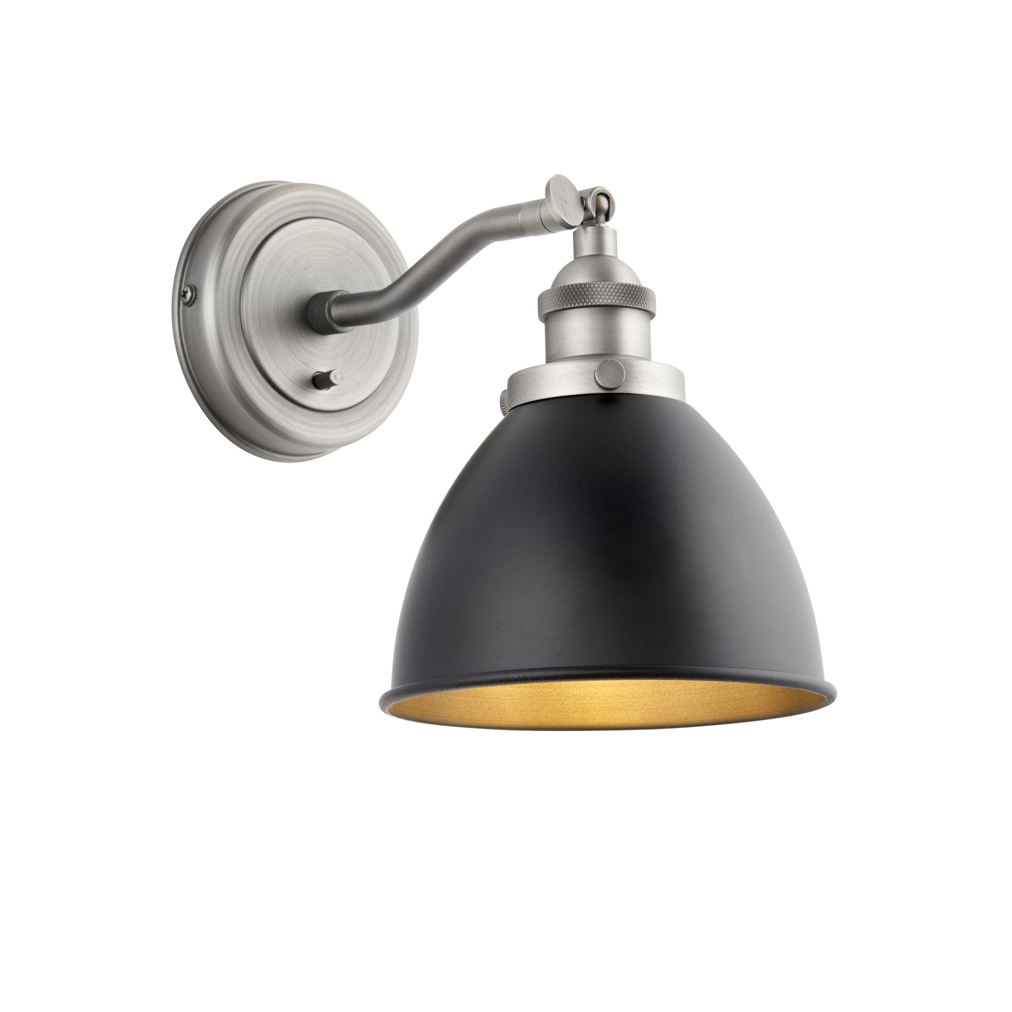 98751 Franklin 1 Light Wall Light Aged Pewter Plate & Matt Black Paint
