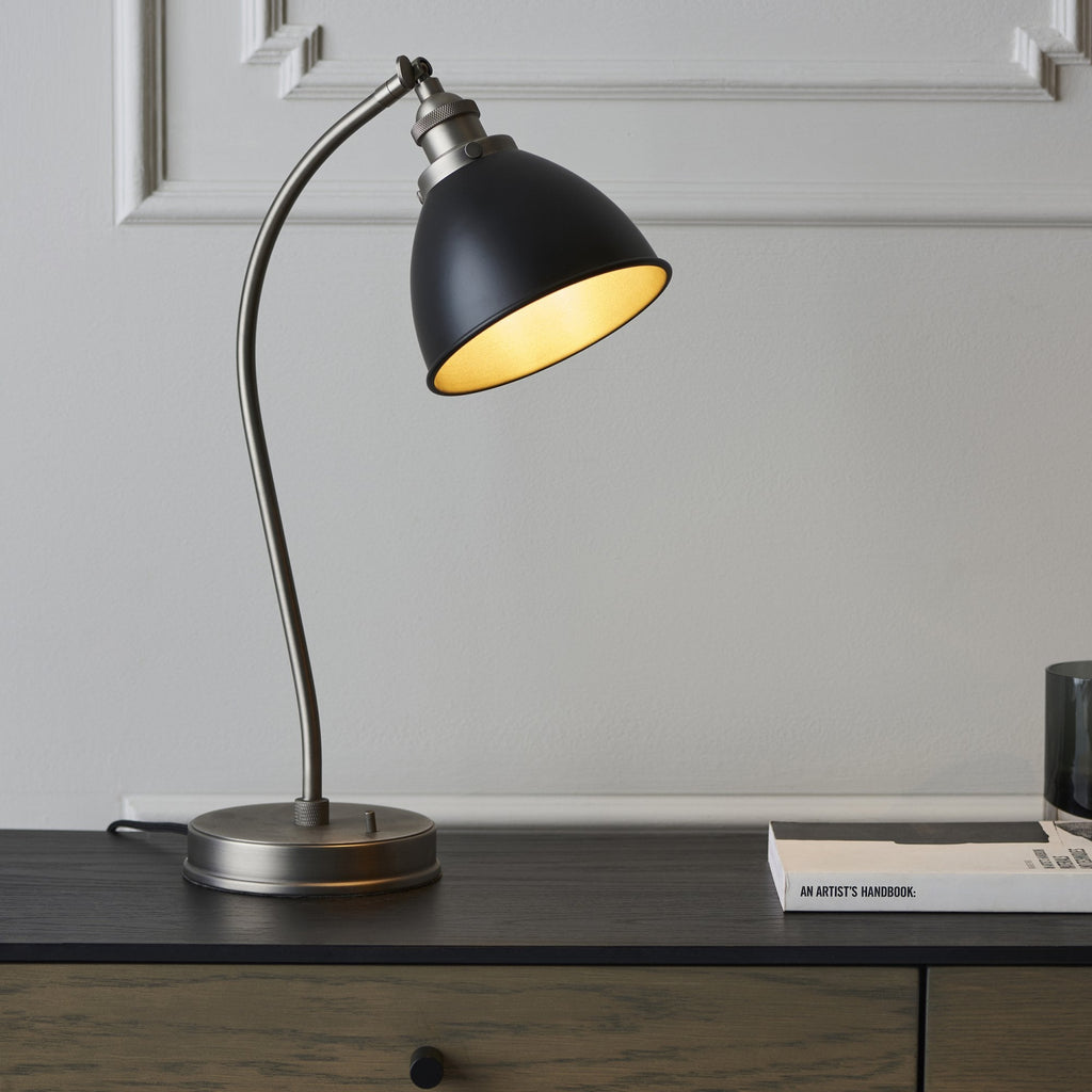 98752 Franklin 1 Light Table Lamp Aged Pewter Plate & Matt Black Paint