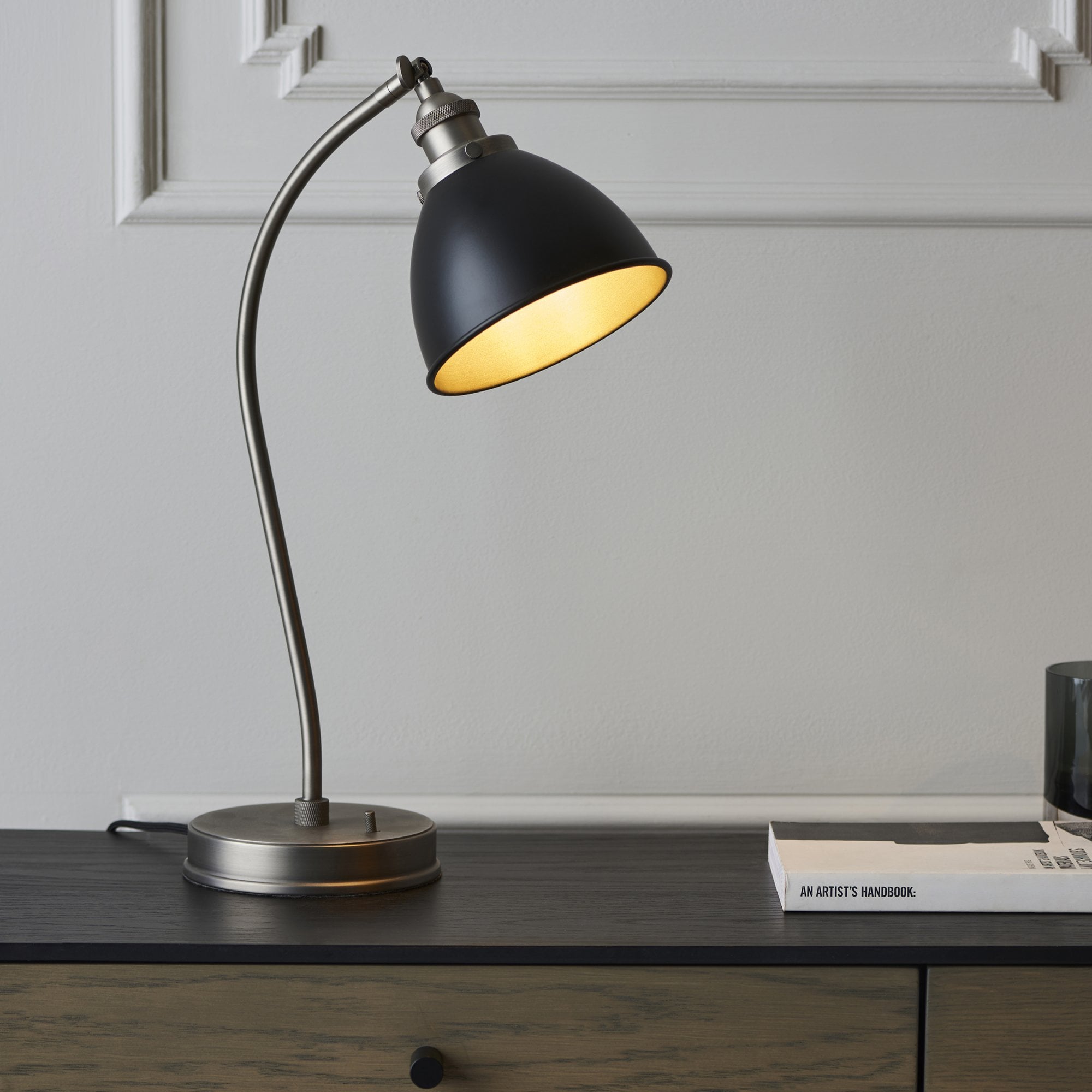 98752 Franklin 1 Light Table Lamp Aged Pewter Plate & Matt Black Paint