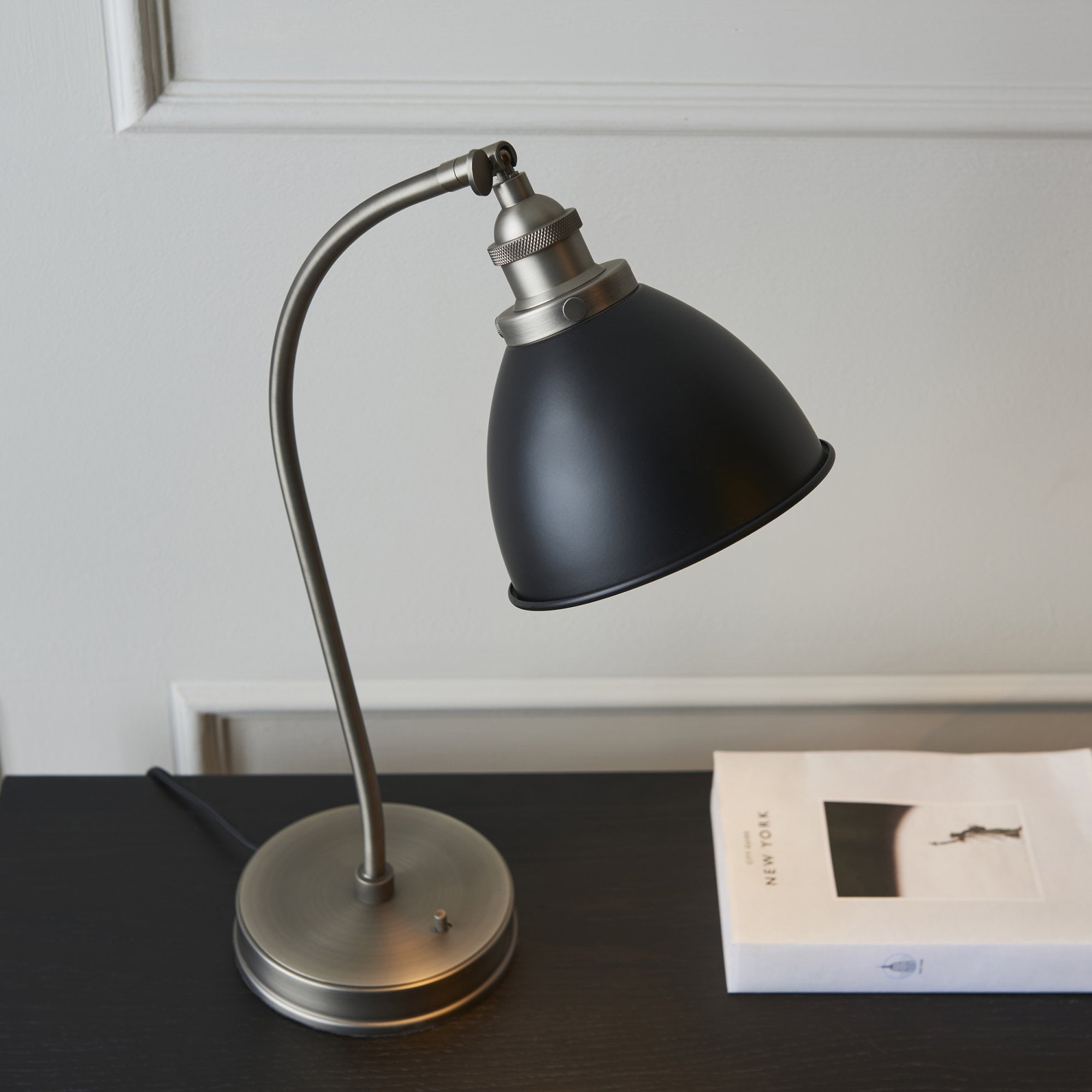 98752 Franklin 1 Light Table Lamp Aged Pewter Plate & Matt Black Paint