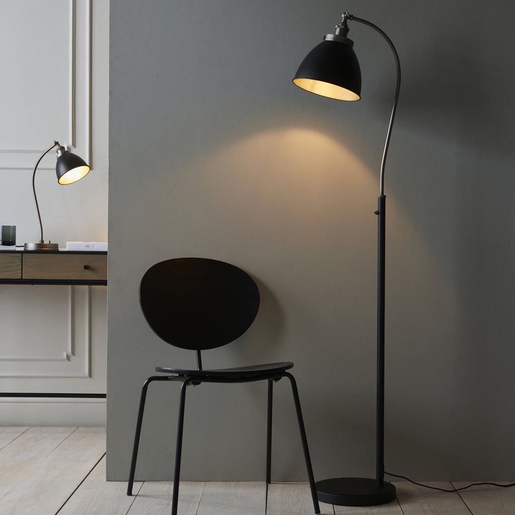 98753 Franklin 1 Light Floor Lamp Aged Pewter Plate & Matt Black Paint