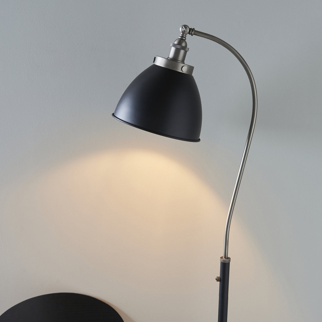 98753 Franklin 1 Light Floor Lamp Aged Pewter Plate & Matt Black Paint