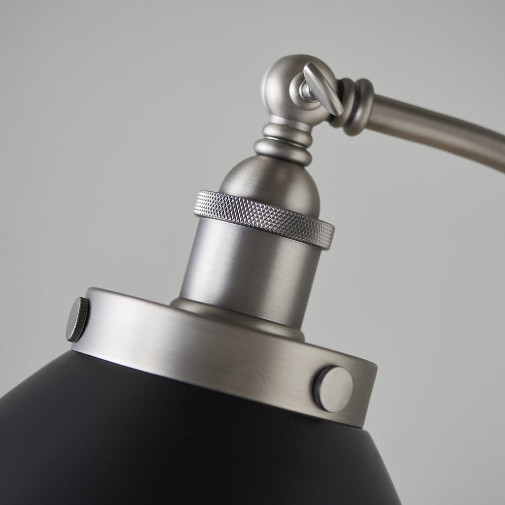 98753 Franklin 1 Light Floor Lamp Aged Pewter Plate & Matt Black Paint