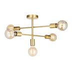 98786 Studio 5 Light Semi Flush Ceiling Light Satin Brass Plate