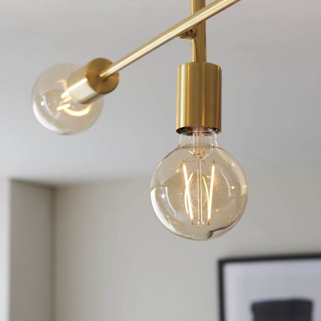 98786 Studio 5 Light Semi Flush Ceiling Light Satin Brass Plate