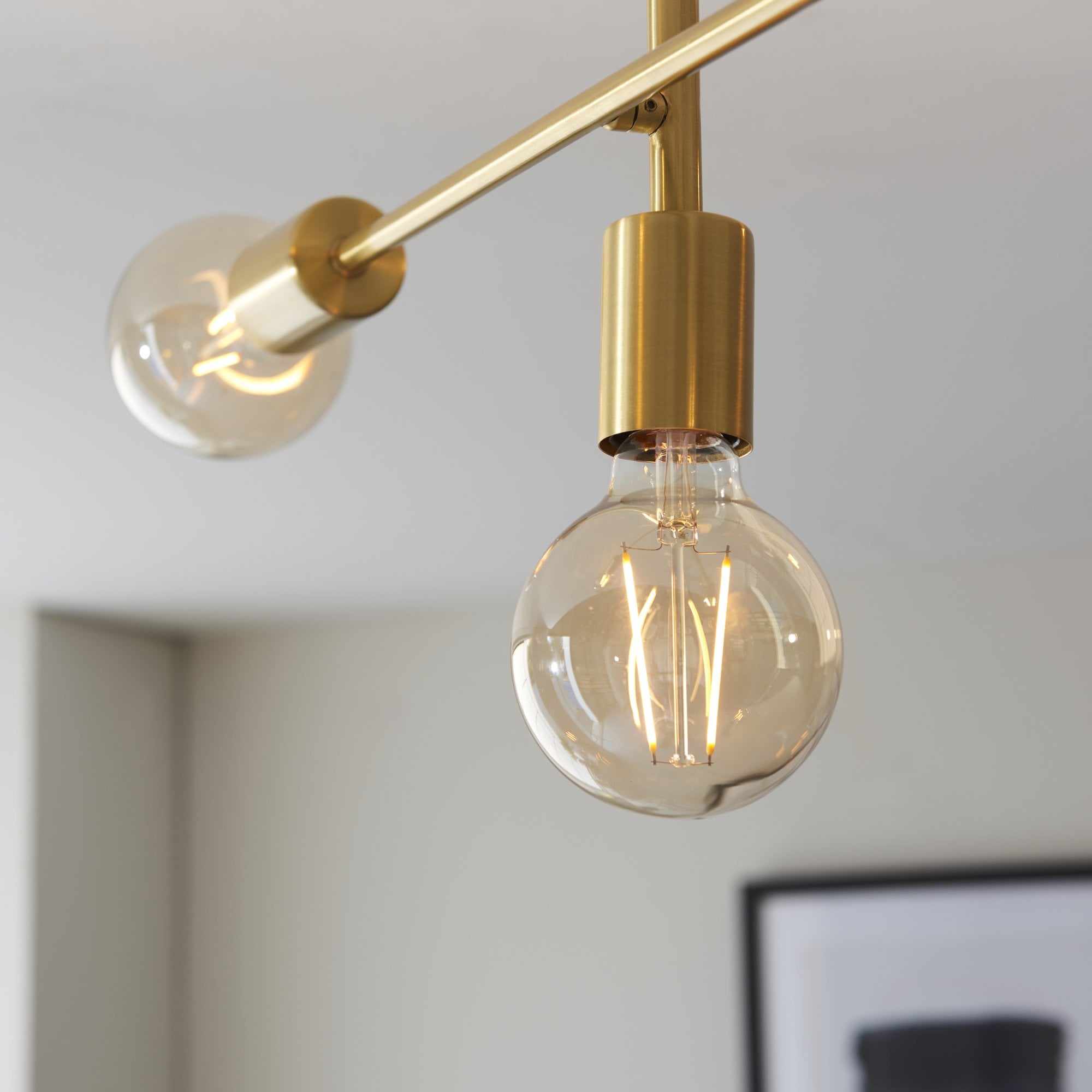 98786 Studio 5 Light Semi Flush Ceiling Light Satin Brass Plate