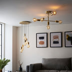 98786 Studio 5 Light Semi Flush Ceiling Light Satin Brass Plate