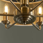98933 Highclere 6 Light Pendant Antique Brass Plate & Vintage White Fabric