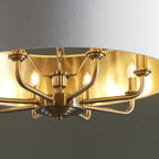 98938 Highclere 8 Light Pendant Antique Brass Plate & Vintage White Fabric