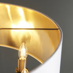 98938 Highclere 8 Light Pendant Antique Brass Plate & Vintage White Fabric