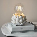 99147 Artichoke 1 Light Table Lamp Oatmeal Crackle Glaze & Antique Brass Plate