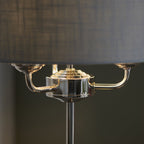99149 Highclere 3 Light Table Lamp Bright Nickel Plate & Charcoal Fabric