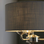 99149 Highclere 3 Light Table Lamp Bright Nickel Plate & Charcoal Fabric