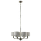 99151 Highclere 6 Light Pendant Brushed Chrome Plate & Natural Linen
