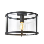 101540 Hopton 1 Light Flush Ceiling Light Matt Black & Clear Glass