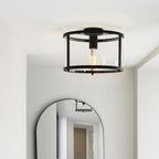 101540 Hopton 1 Light Flush Ceiling Light Matt Black & Clear Glass