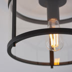101540 Hopton 1 Light Flush Ceiling Light Matt Black & Clear Glass