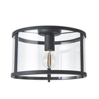 101540 Hopton 1 Light Flush Ceiling Light Matt Black & Clear Glass