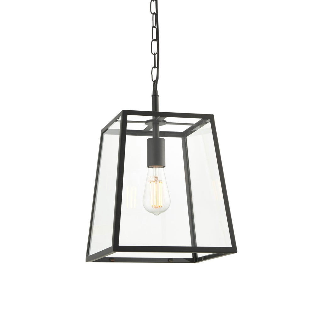 101541 Hurst 1 Light Pendant Matt Black & Clear Glass