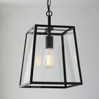 101541 Hurst 1 Light Pendant Matt Black & Clear Glass