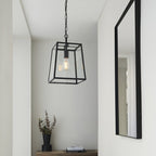 101541 Hurst 1 Light Pendant Matt Black & Clear Glass