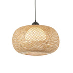 101572 Bali 1 Light Pendant Natural Bamboo, White Pc & Matt Black